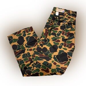 Vintage 80s Duck Camo Pants Mens 36x32 Green Brown Army Hunting Straight Leg NWT